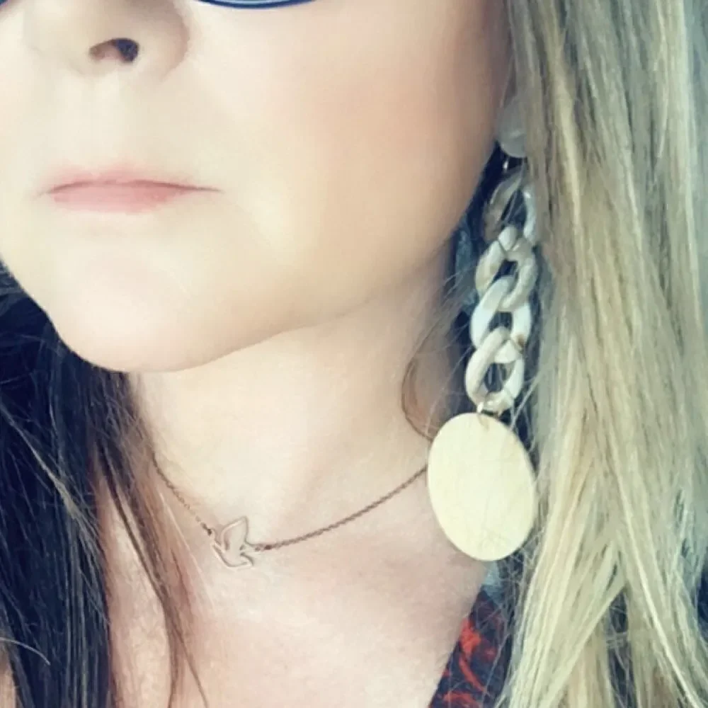 Long Acrylic disk and chain link earrings